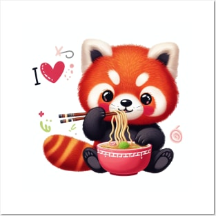 I Love Ramen#red panda Posters and Art